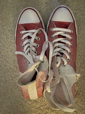Converse High-Top Sneakers in Red and White